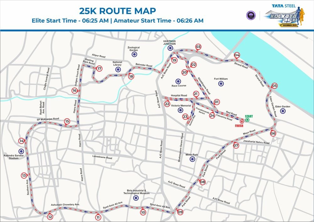 Course Maps Tata Steel Kolkata 25K Watch Athletics